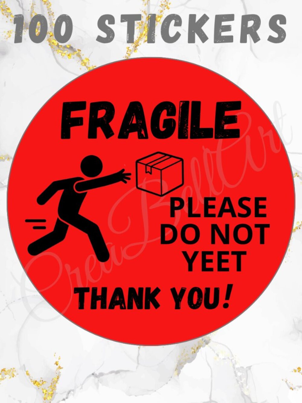 100 Thank you Stickers Thermal 2" |  Fragile Sticker
